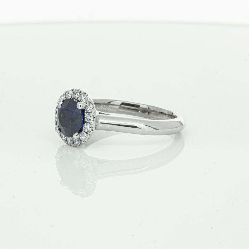 18ct White Gold 1.41ct Sapphire & Diamond Eclipse Ring-Ring-Walker & Hall