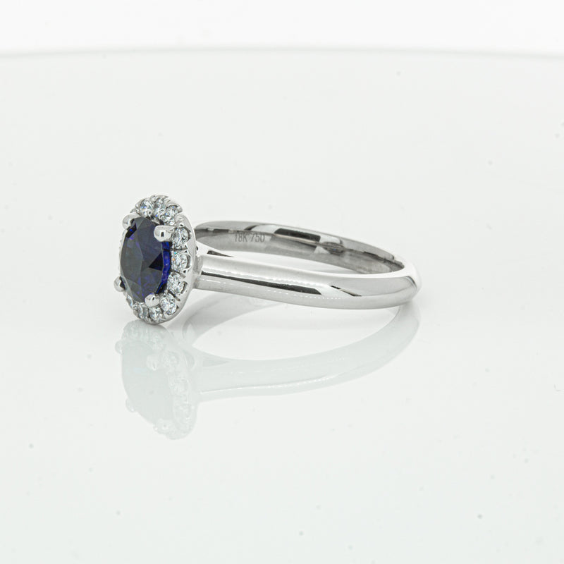 18ct White Gold 1.41ct Sapphire & Diamond Eclipse Ring-Ring-Walker & Hall