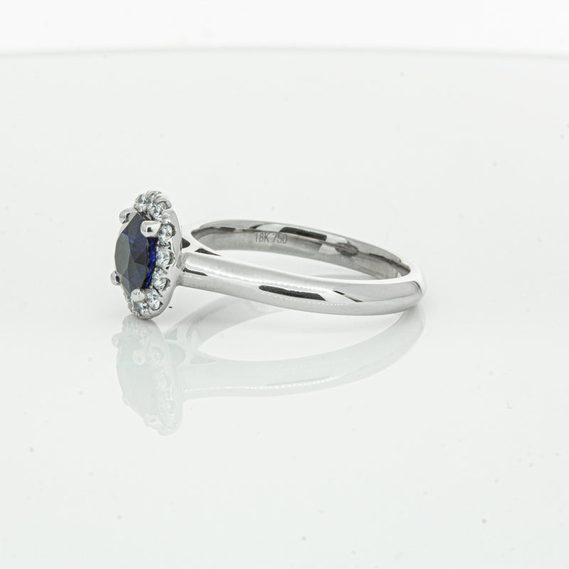 18ct White Gold 1.41ct Sapphire & Diamond Eclipse Ring-Ring-Walker & Hall