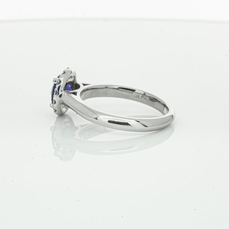 18ct White Gold 1.41ct Sapphire & Diamond Eclipse Ring-Ring-Walker & Hall