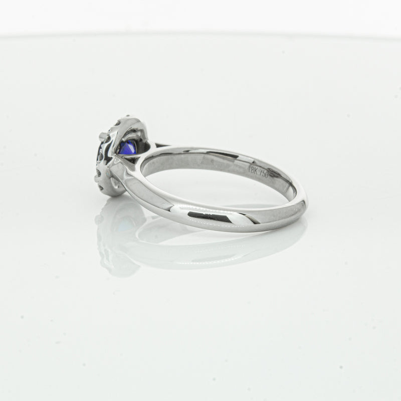 18ct White Gold 1.41ct Sapphire & Diamond Eclipse Ring-Ring-Walker & Hall
