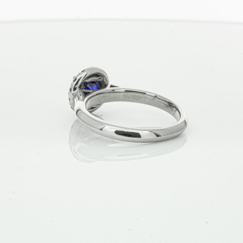 18ct White Gold 1.41ct Sapphire & Diamond Eclipse Ring-Ring-Walker & Hall