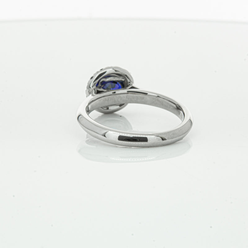 18ct White Gold 1.41ct Sapphire & Diamond Eclipse Ring-Ring-Walker & Hall