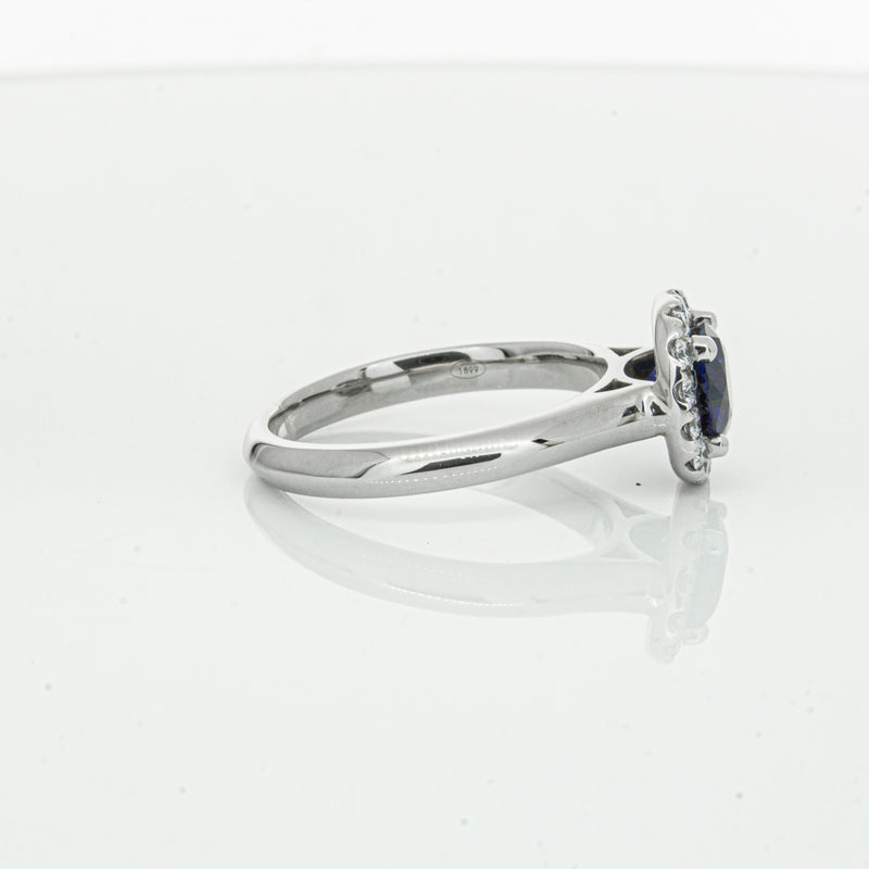 18ct White Gold 1.41ct Sapphire & Diamond Eclipse Ring-Ring-Walker & Hall