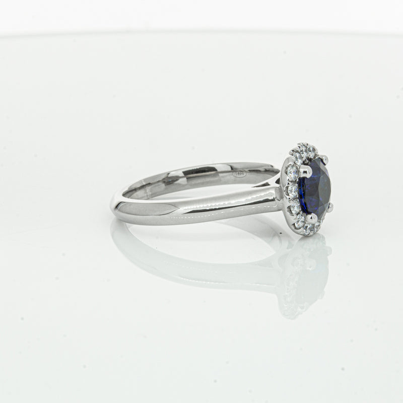 18ct White Gold 1.41ct Sapphire & Diamond Eclipse Ring-Ring-Walker & Hall
