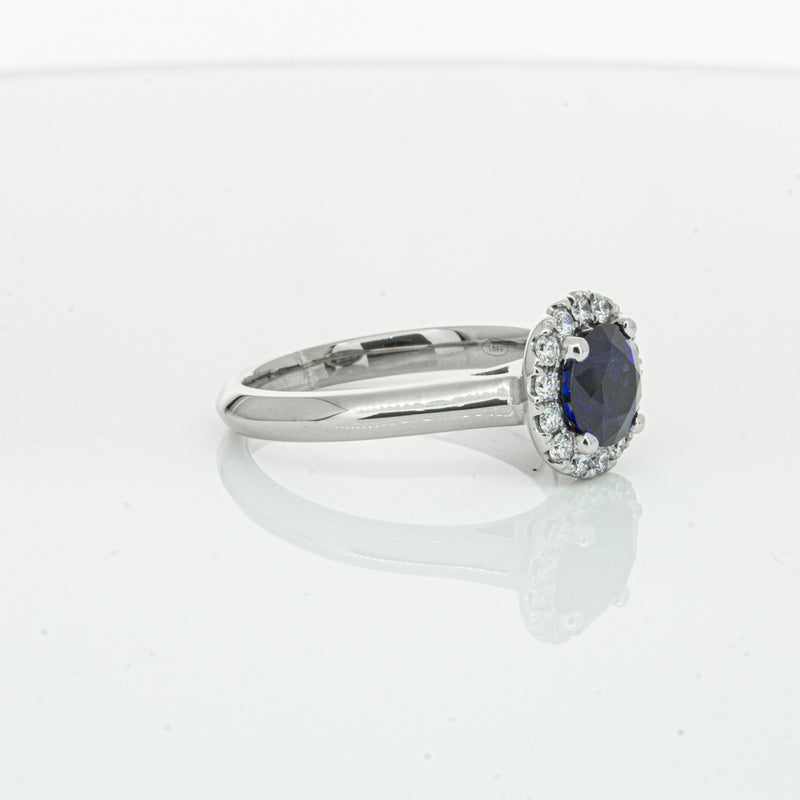 18ct White Gold 1.41ct Sapphire & Diamond Eclipse Ring-Ring-Walker & Hall
