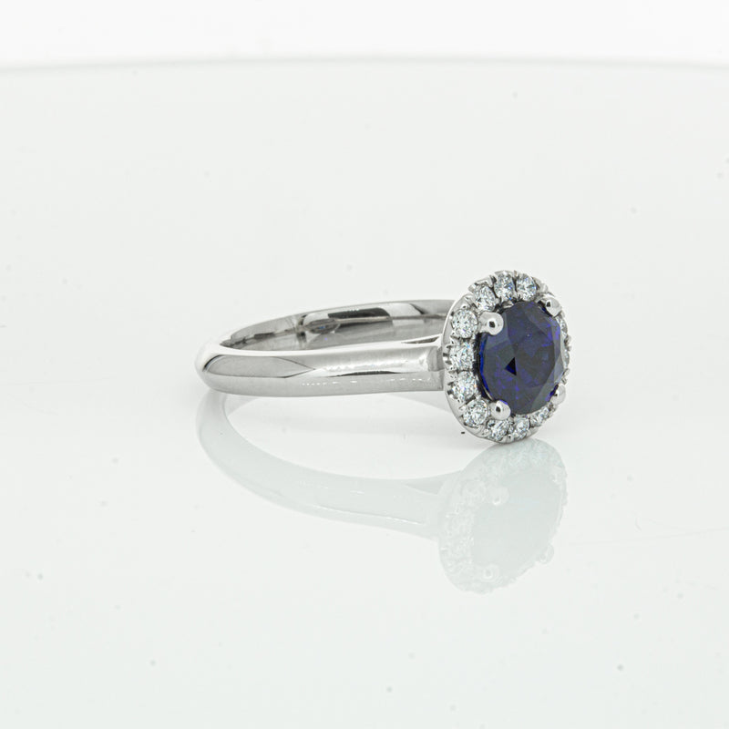 18ct White Gold 1.41ct Sapphire & Diamond Eclipse Ring-Ring-Walker & Hall