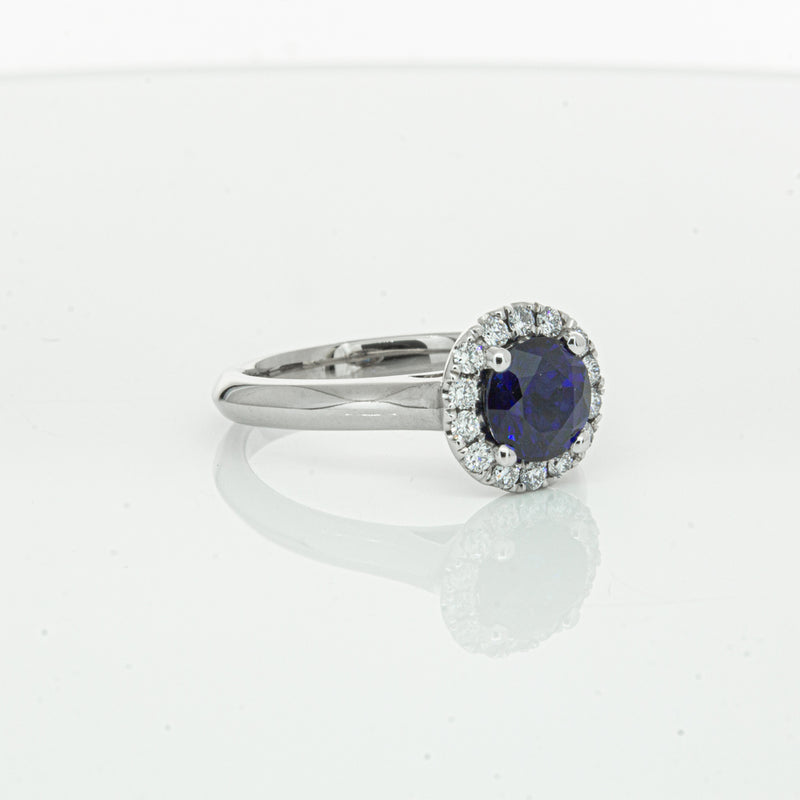 18ct White Gold 1.41ct Sapphire & Diamond Eclipse Ring-Ring-Walker & Hall