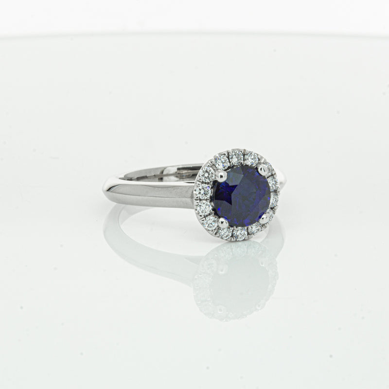 18ct White Gold 1.41ct Sapphire & Diamond Eclipse Ring-Ring-Walker & Hall