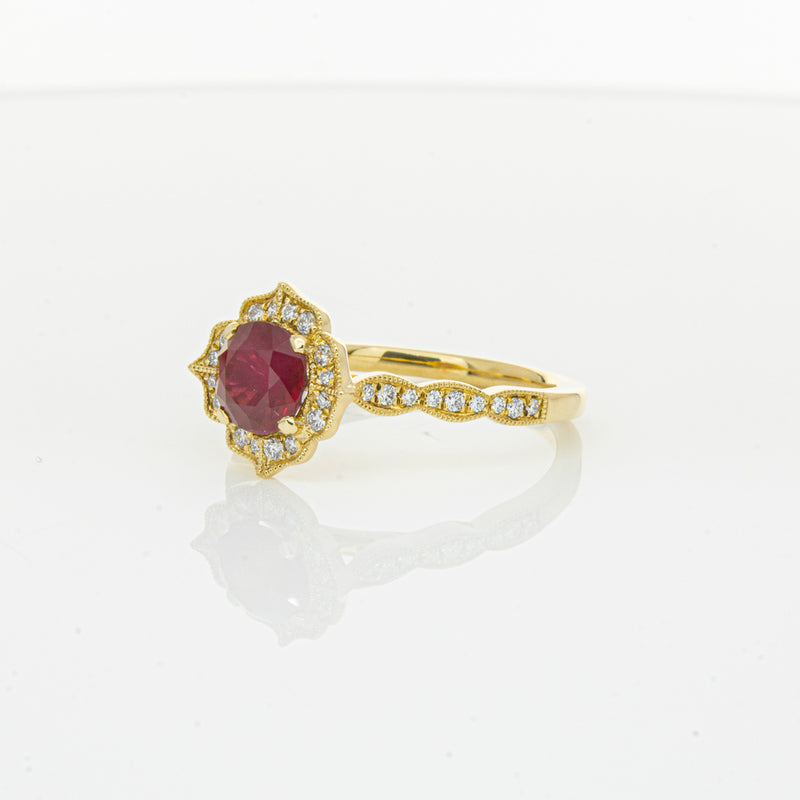 18ct Yellow Gold 1.33ct Ruby & Diamond Paramount Ring-Ring-Walker & Hall
