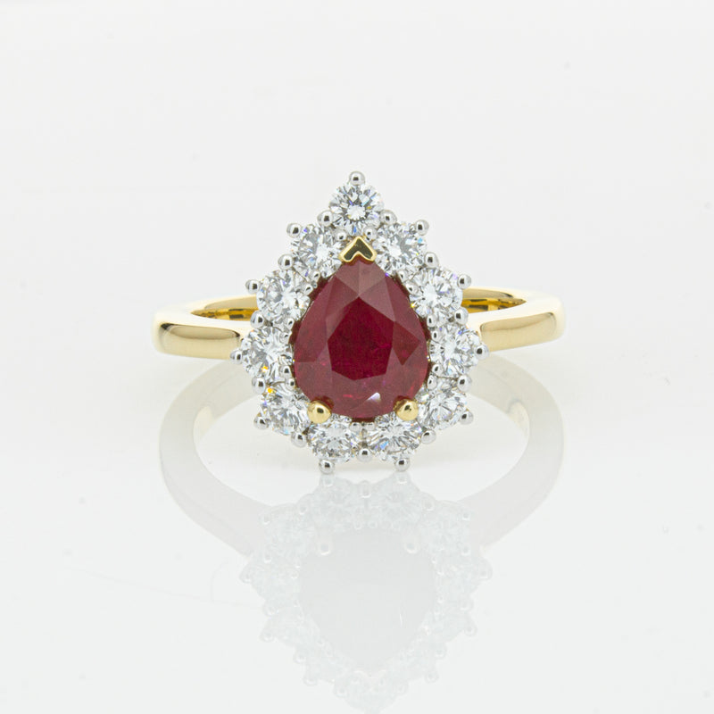 18ct Yellow Gold Ruby & Diamond Belle Ring-Ring-Walker & Hall