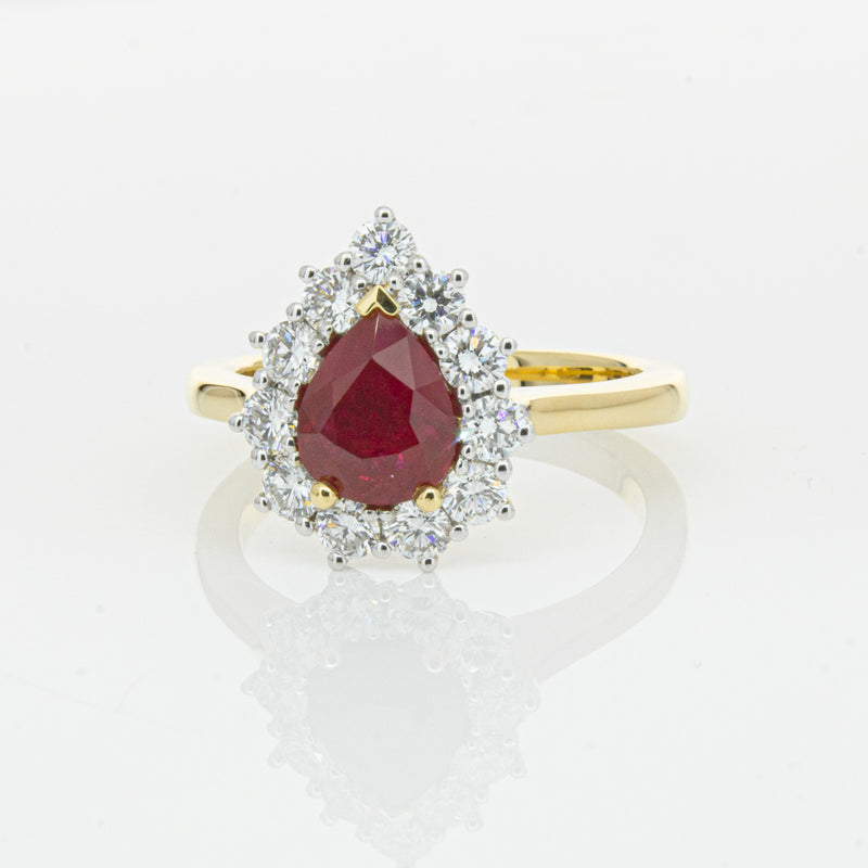 18ct Yellow Gold Ruby & Diamond Belle Ring-Ring-Walker & Hall