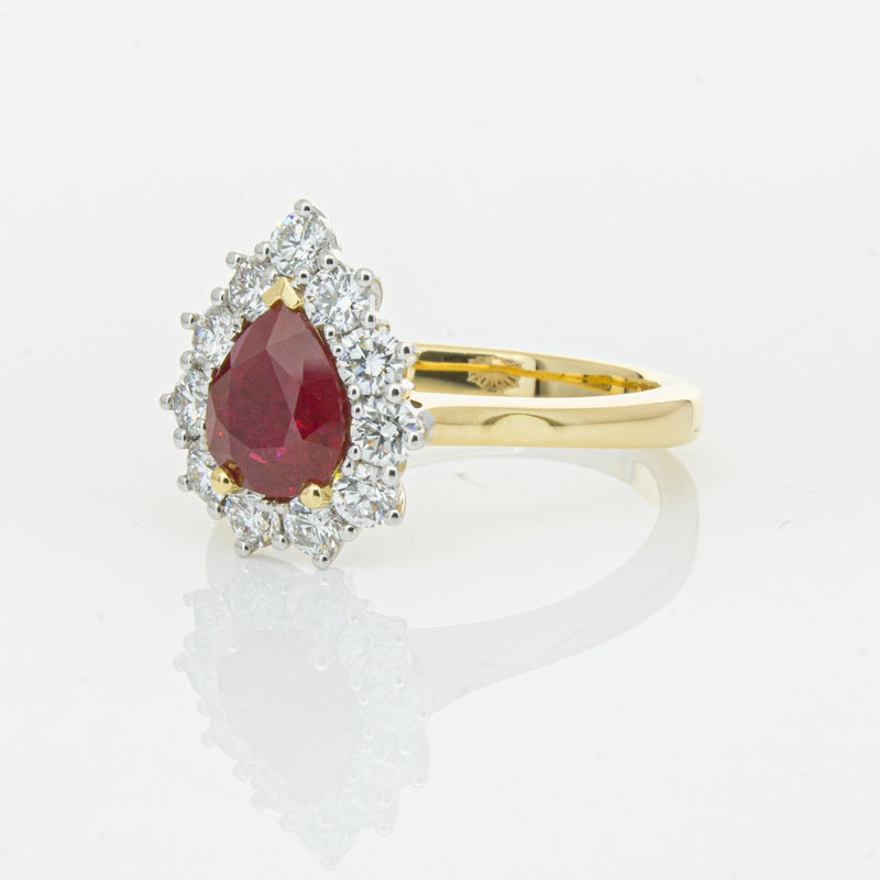 18ct Yellow Gold Ruby & Diamond Belle Ring-Ring-Walker & Hall