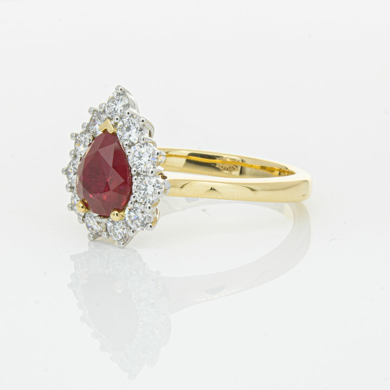 18ct Yellow Gold Ruby & Diamond Belle Ring-Ring-Walker & Hall