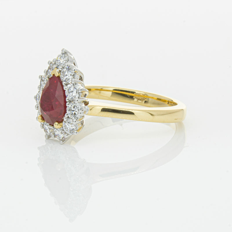 18ct Yellow Gold Ruby & Diamond Belle Ring-Ring-Walker & Hall