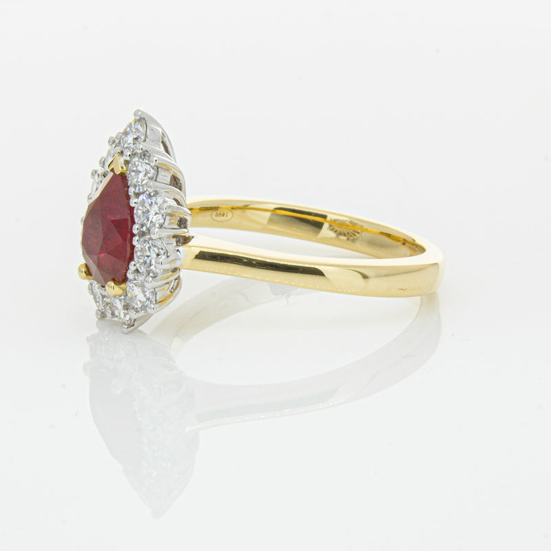 18ct Yellow Gold Ruby & Diamond Belle Ring-Ring-Walker & Hall