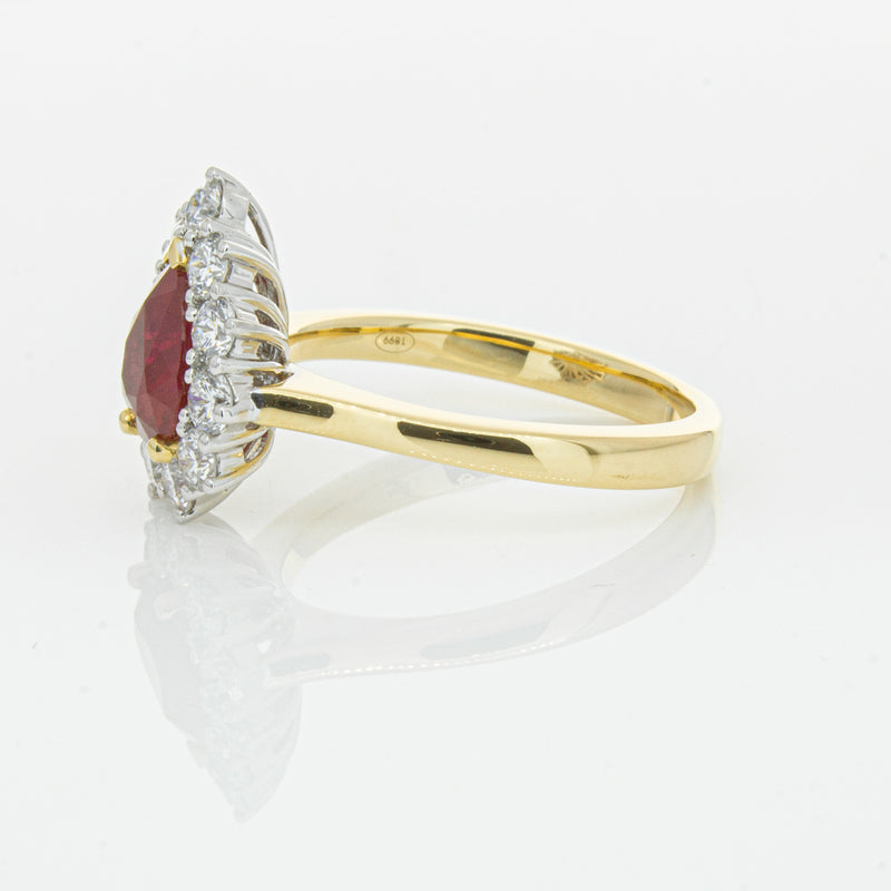 18ct Yellow Gold Ruby & Diamond Belle Ring-Ring-Walker & Hall