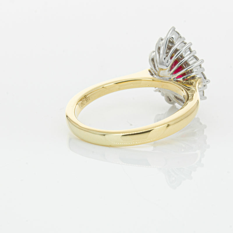 18ct Yellow Gold Ruby & Diamond Belle Ring-Ring-Walker & Hall