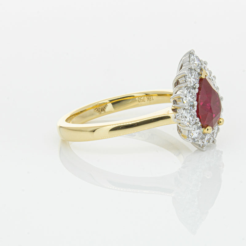 18ct Yellow Gold Ruby & Diamond Belle Ring-Ring-Walker & Hall