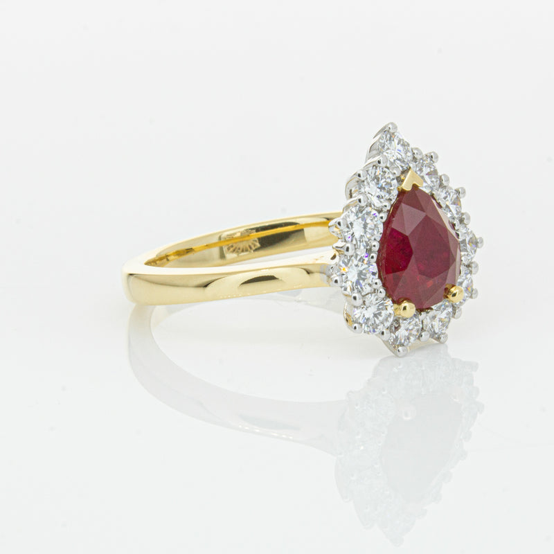 18ct Yellow Gold Ruby & Diamond Belle Ring-Ring-Walker & Hall