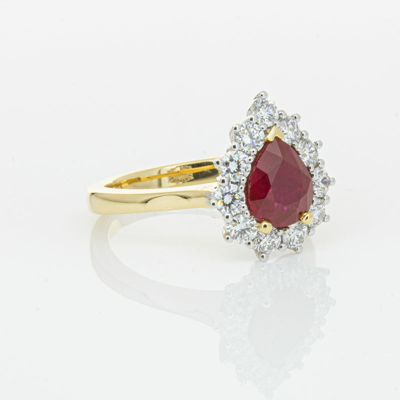 18ct Yellow Gold Ruby & Diamond Belle Ring-Ring-Walker & Hall