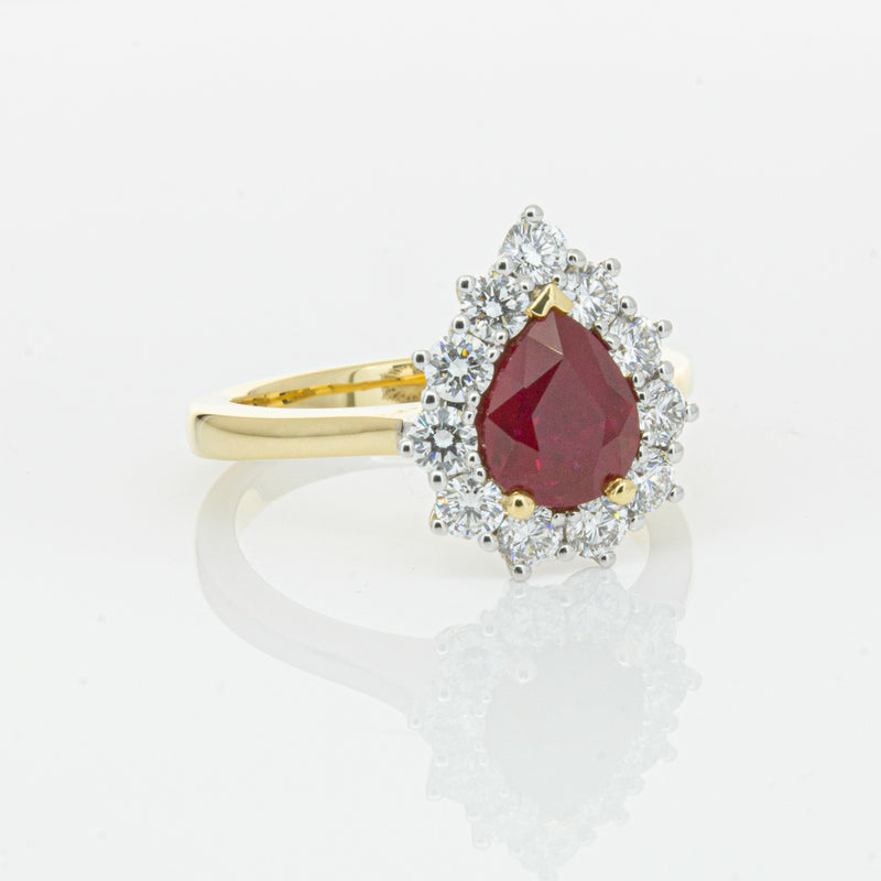 18ct Yellow Gold Ruby & Diamond Belle Ring-Ring-Walker & Hall