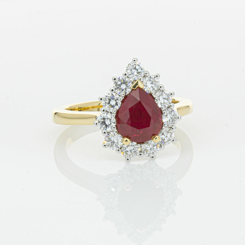 18ct Yellow Gold Ruby & Diamond Belle Ring-Ring-Walker & Hall