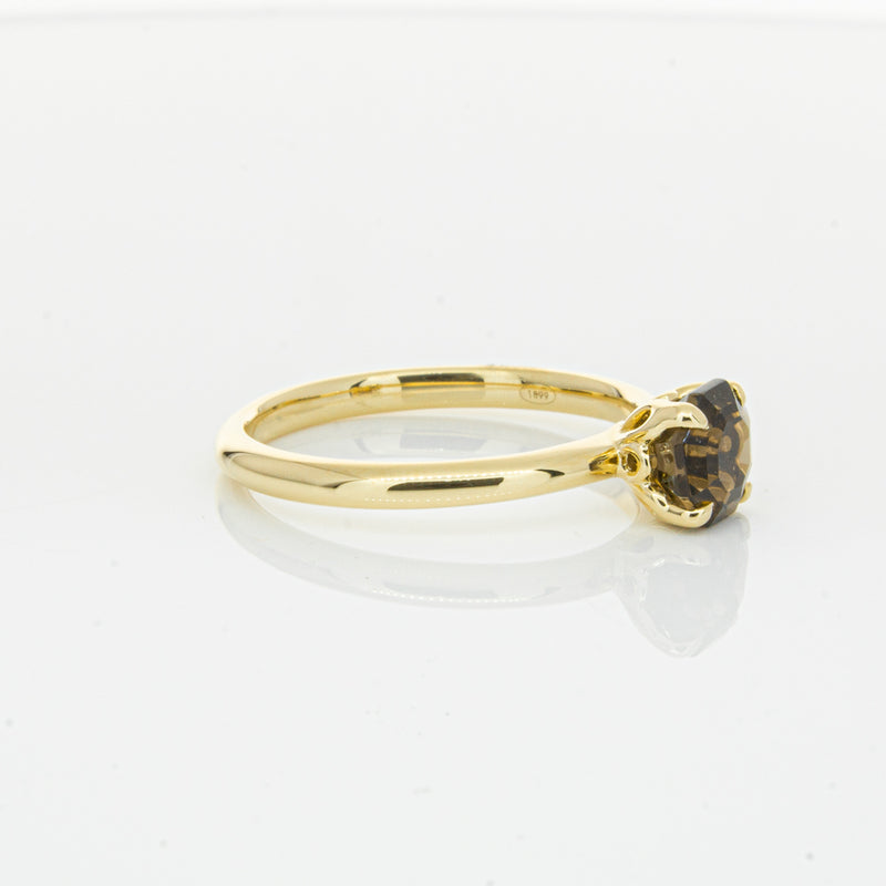 18ct Yellow Gold Smoky Quartz Mini Octavia Ring-Ring-Walker & Hall