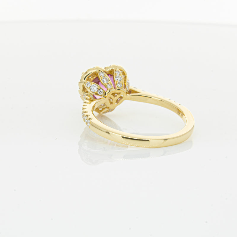 18ct Yellow Gold 2.21ct Pink Sapphire & Diamond Sierra Ring-Ring-Walker & Hall