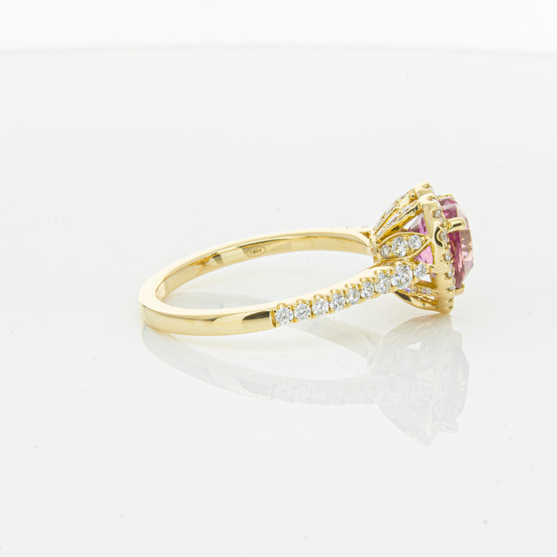 18ct Yellow Gold 2.21ct Pink Sapphire & Diamond Sierra Ring-Ring-Walker & Hall