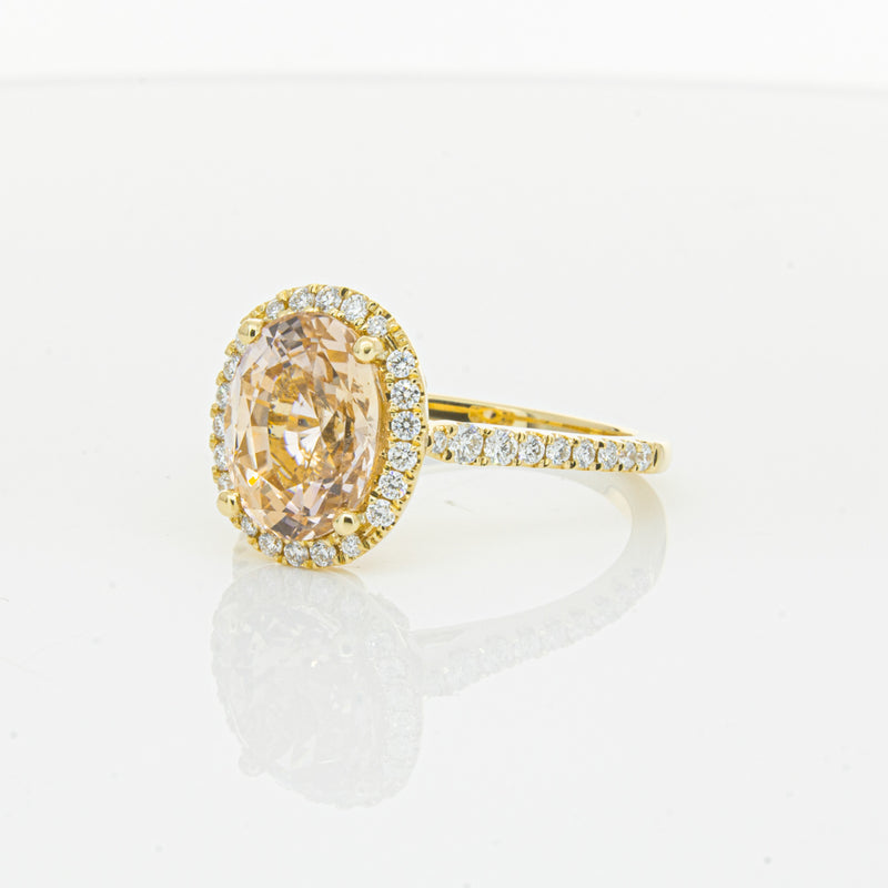 18ct Yellow Gold 4.01ct Pink Sapphire & Diamond Sierra Ring-Ring-Walker & Hall