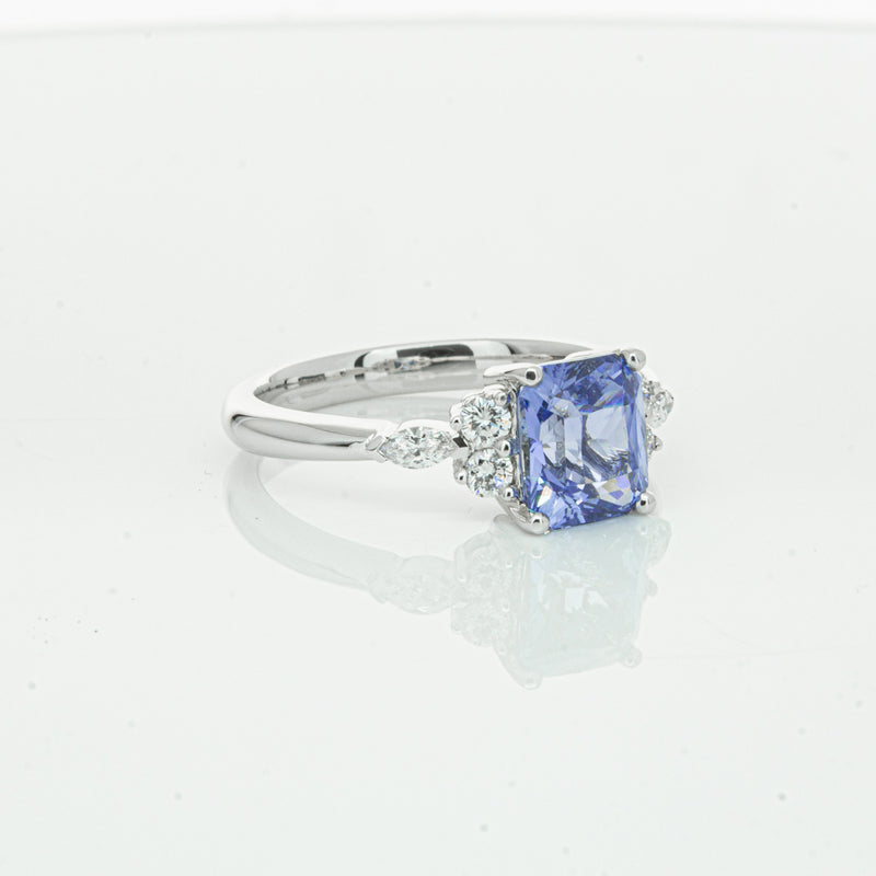 18ct White Gold Sapphire & Diamond Oriana Ring-Ring-Walker & Hall