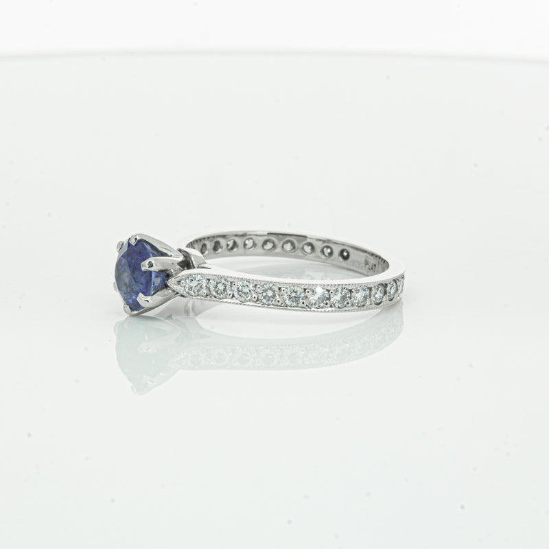 Deja Vu Platinum 1.20ct Sapphire & Diamond Ring-Ring-Walker & Hall