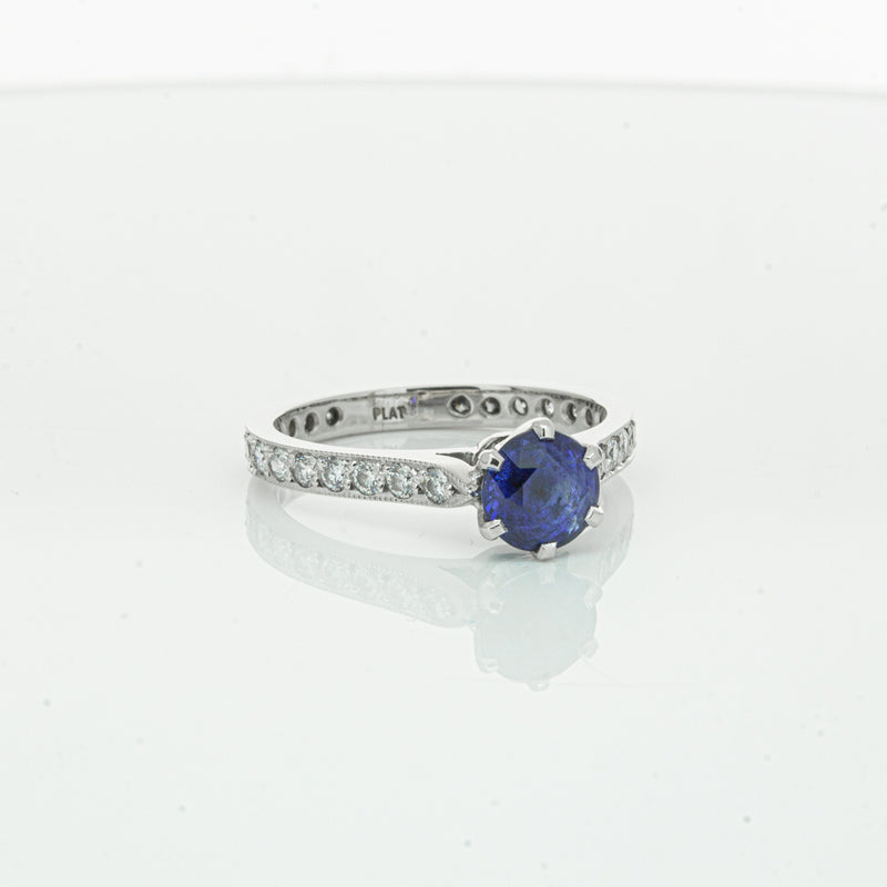 Deja Vu Platinum 1.20ct Sapphire & Diamond Ring-Ring-Walker & Hall