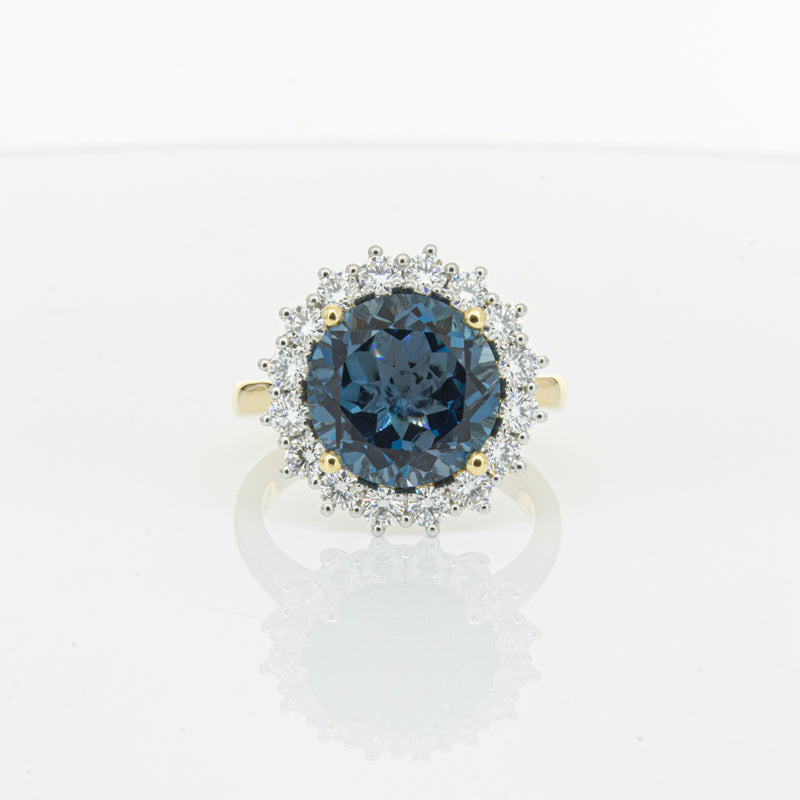 18ct Yellow Gold London Blue Topaz & Diamond Belle Ring-Ring-Walker & Hall