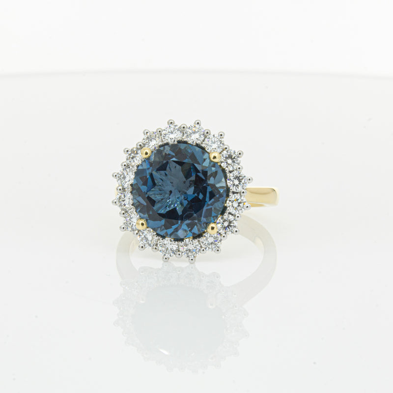 18ct Yellow Gold London Blue Topaz & Diamond Belle Ring-Ring-Walker & Hall