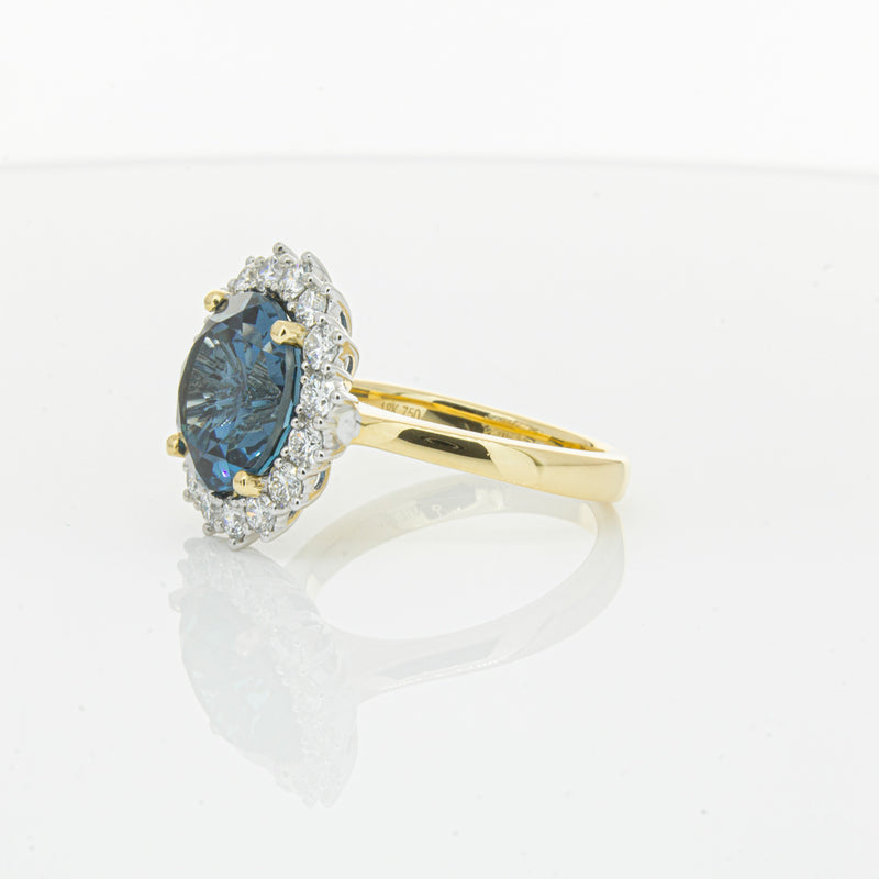 18ct Yellow Gold London Blue Topaz & Diamond Belle Ring-Ring-Walker & Hall