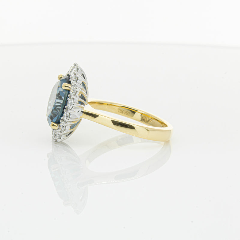 18ct Yellow Gold London Blue Topaz & Diamond Belle Ring-Ring-Walker & Hall