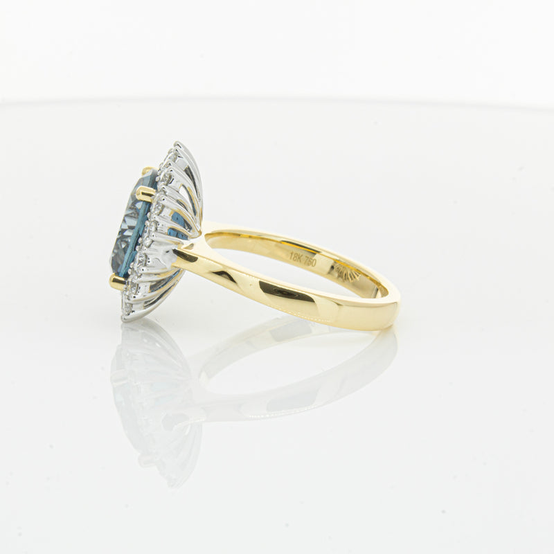 18ct Yellow Gold London Blue Topaz & Diamond Belle Ring-Ring-Walker & Hall