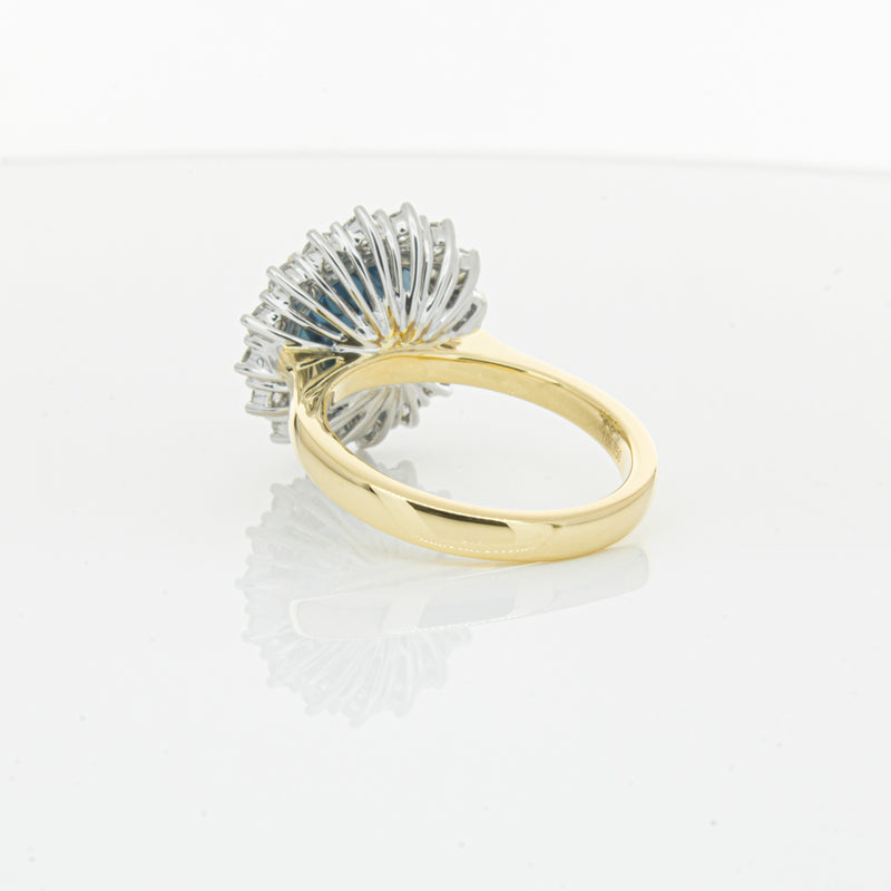 18ct Yellow Gold London Blue Topaz & Diamond Belle Ring-Ring-Walker & Hall