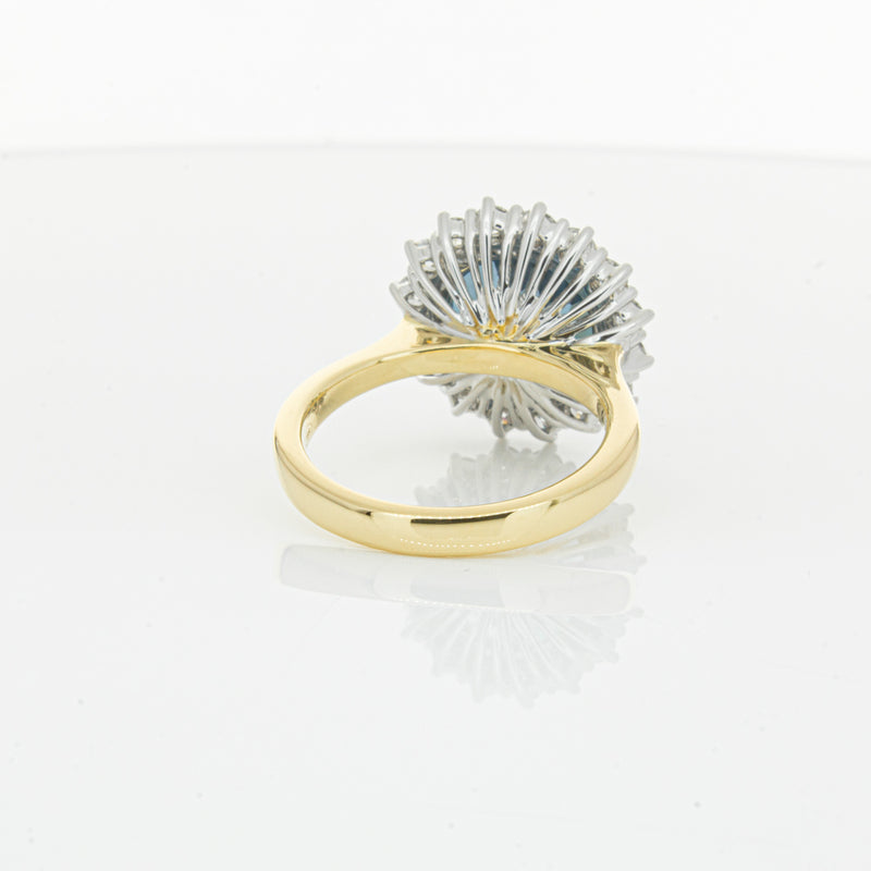 18ct Yellow Gold London Blue Topaz & Diamond Belle Ring-Ring-Walker & Hall