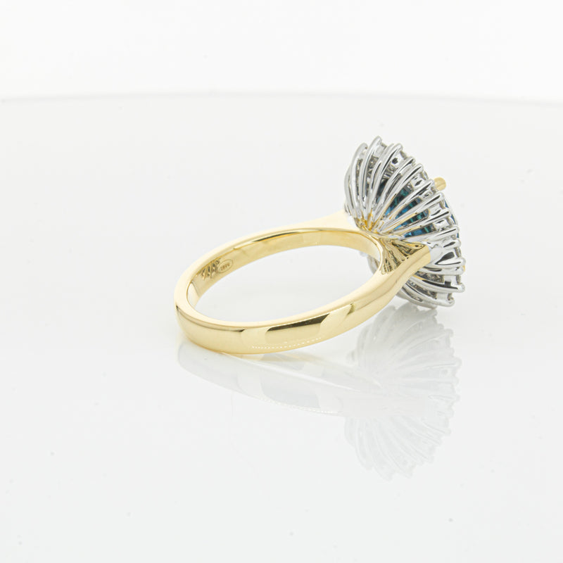 18ct Yellow Gold London Blue Topaz & Diamond Belle Ring-Ring-Walker & Hall