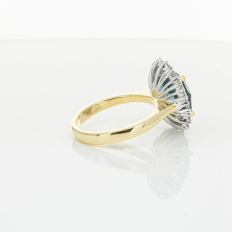 18ct Yellow Gold London Blue Topaz & Diamond Belle Ring-Ring-Walker & Hall