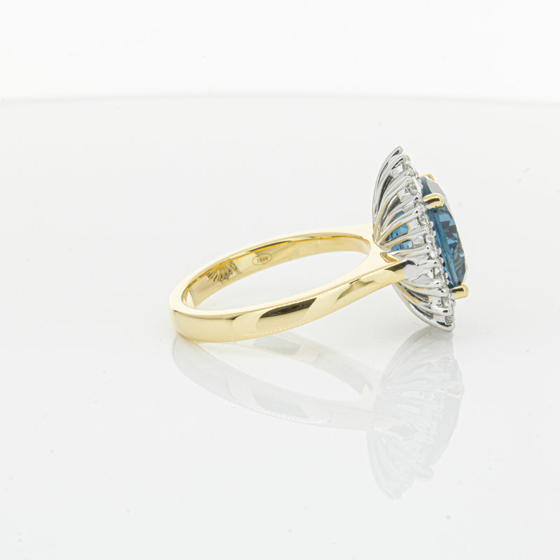 18ct Yellow Gold London Blue Topaz & Diamond Belle Ring-Ring-Walker & Hall