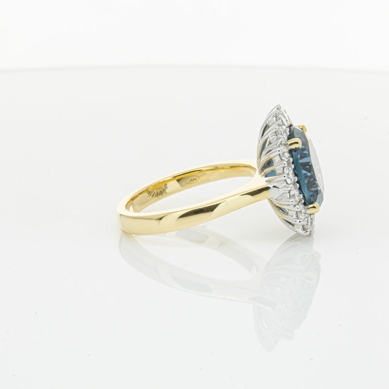 18ct Yellow Gold London Blue Topaz & Diamond Belle Ring-Ring-Walker & Hall