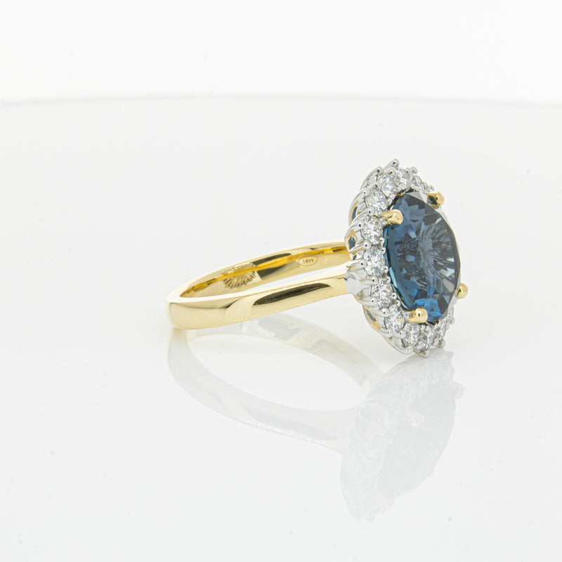 18ct Yellow Gold London Blue Topaz & Diamond Belle Ring-Ring-Walker & Hall
