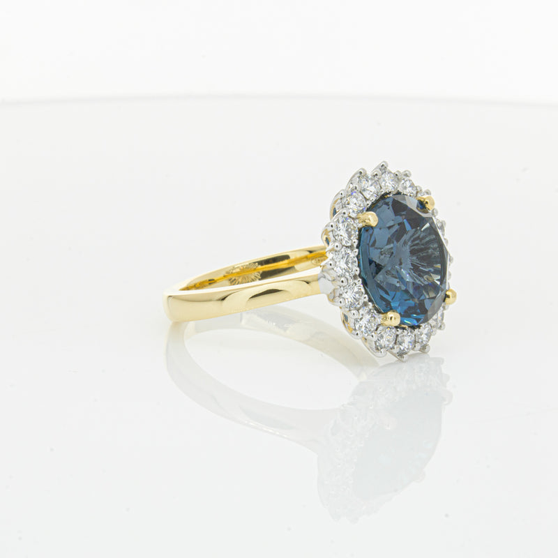 18ct Yellow Gold London Blue Topaz & Diamond Belle Ring-Ring-Walker & Hall