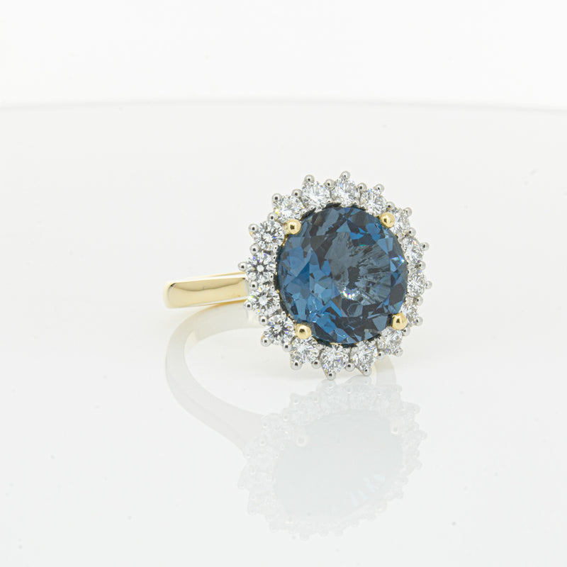 18ct Yellow Gold London Blue Topaz & Diamond Belle Ring-Ring-Walker & Hall