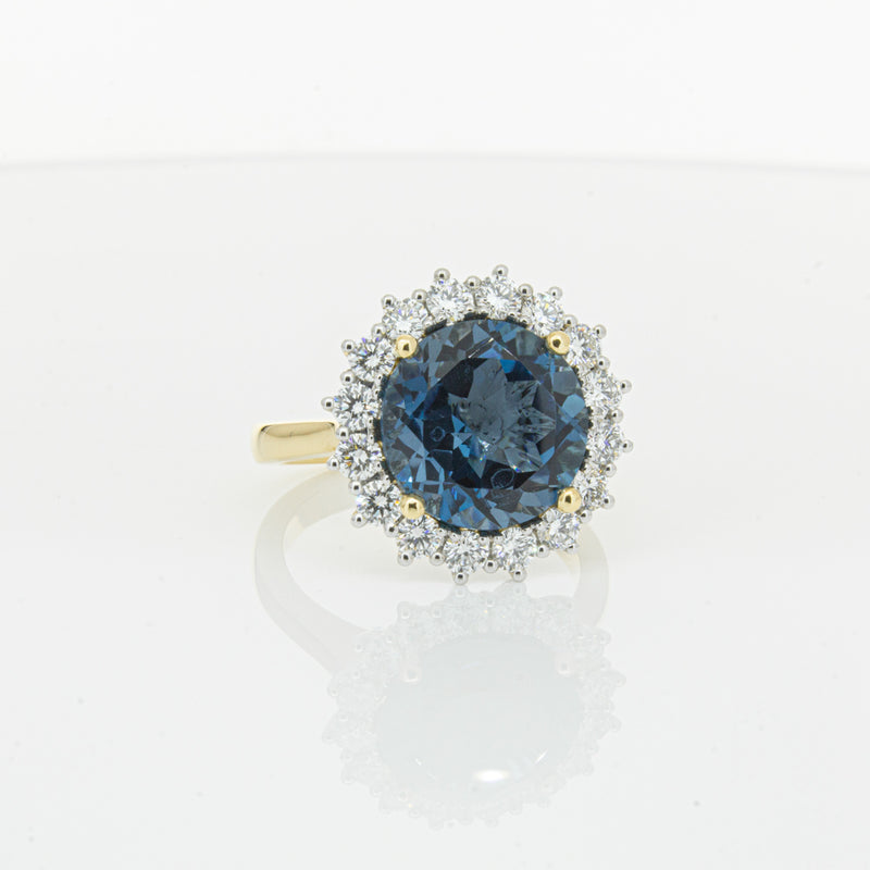 18ct Yellow Gold London Blue Topaz & Diamond Belle Ring-Ring-Walker & Hall