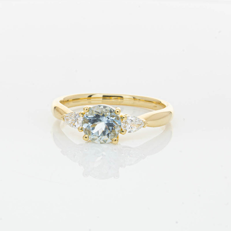 18ct Yellow Gold Aquamarine & Diamond Ayla Ring-Ring-Walker & Hall